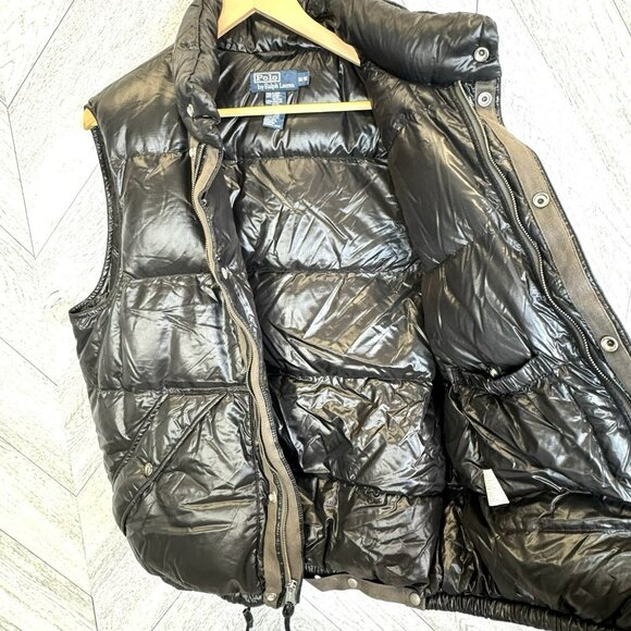 Vintage Polo Ralph Lauren Down Quilted Puffer Vest Black Mens Medium *No Hood - Picture 8 of 9